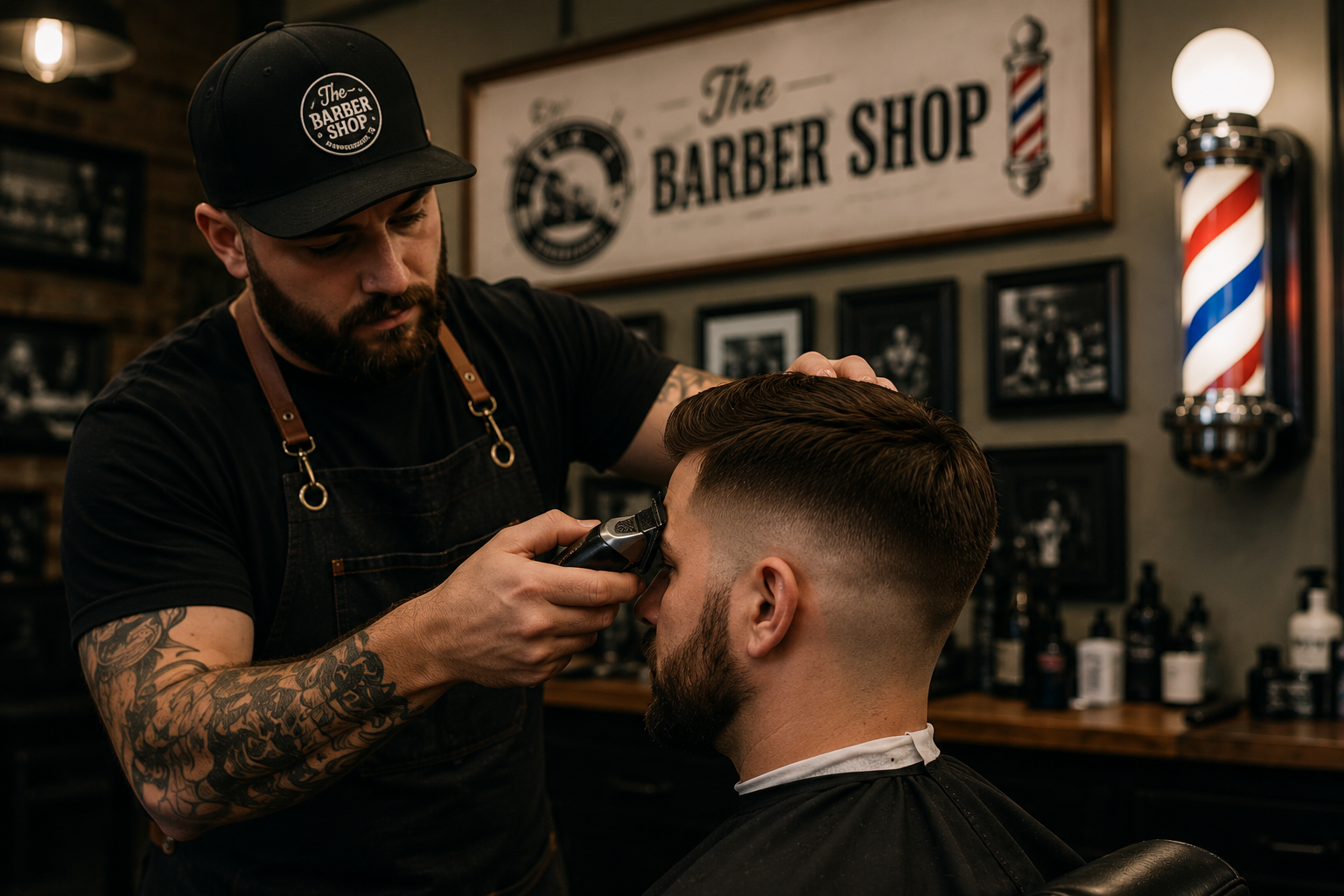 Barber cutting hair at The Barber Shop in Murfreesboro Tennessee